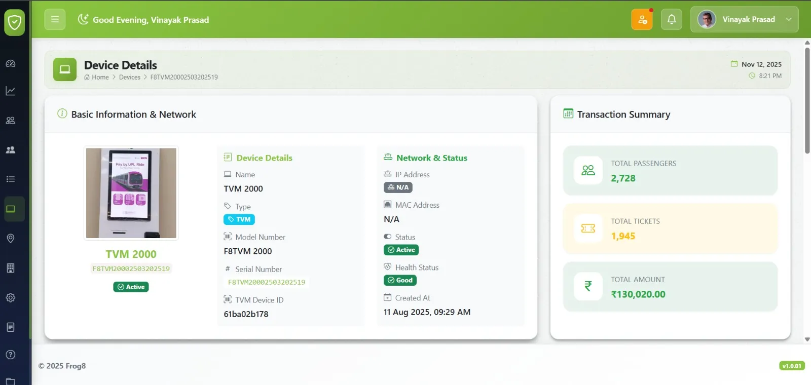 F8Ops Web App - Device Details