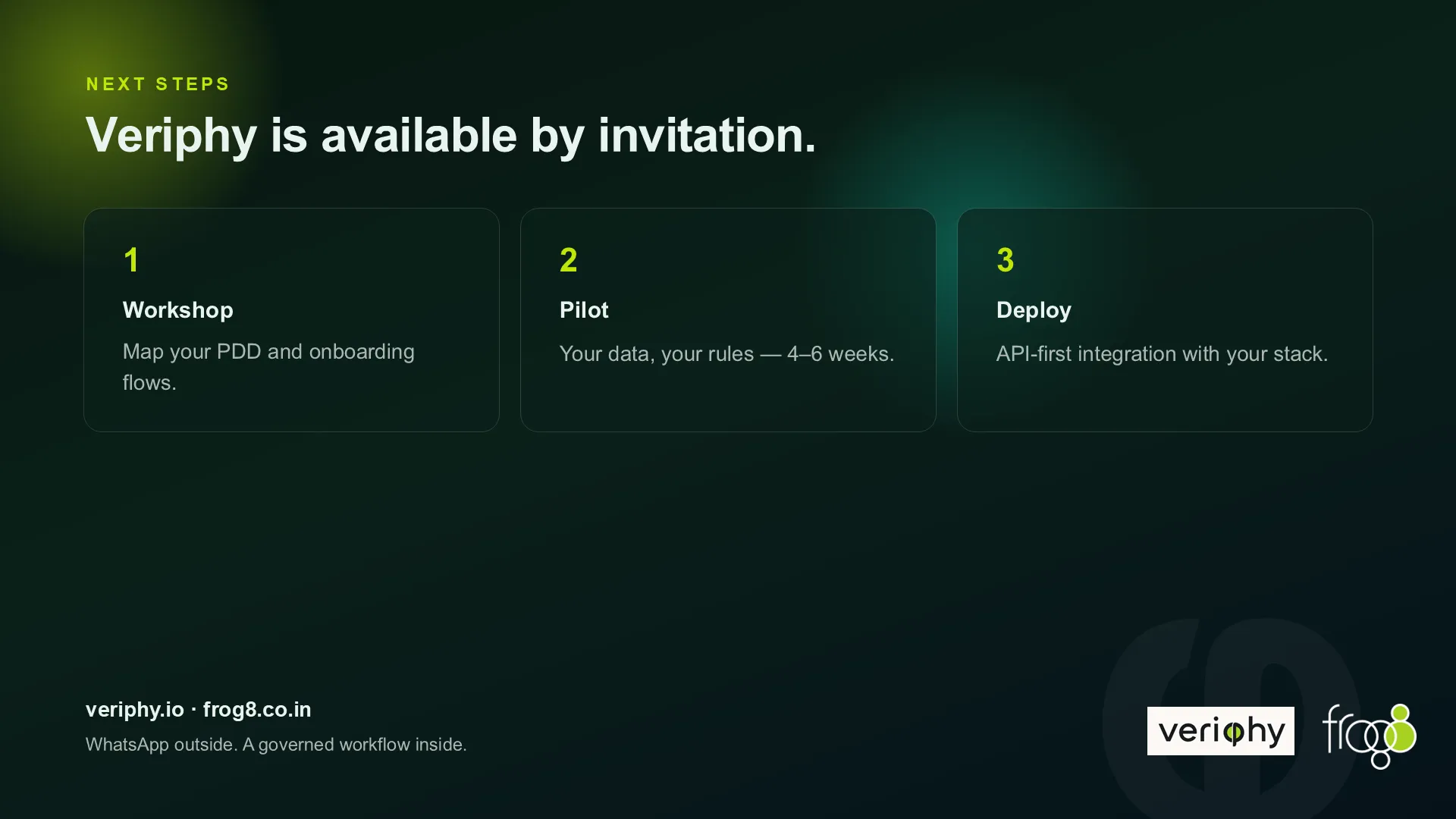 Veriphy deck slide 14 — Next steps